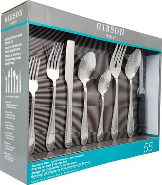 Gibson Home Wilmington Plus 55-Piece Flatware Set in Silver at Nordstrom