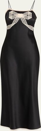 LoveShackFancy Isolie Lace Bow Crepe Midi Dress