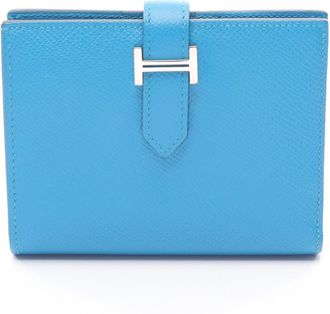 Herm&egrave;s Blue Epsom Leather Wallet (Bi-Fold) (Pre-Owned)