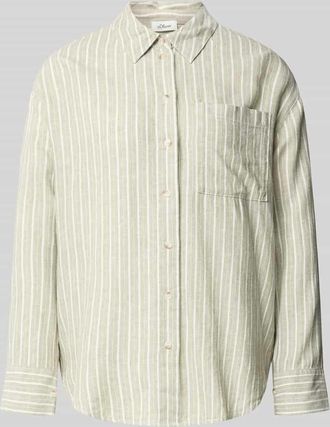 s.Oliver Red Label Relaxed Fit Langarmbluse aus Leinen-Viskose-Mix in Lind, Gr&ouml;&szlig;e 34