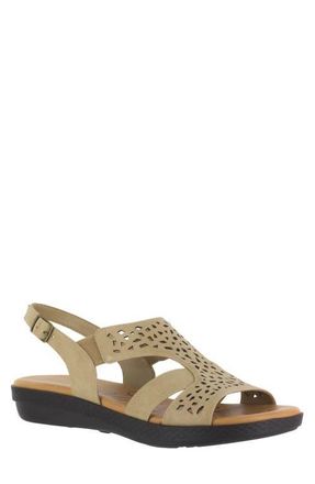 Easy Street Bolt Perforated Strappy Sandal in Stone at Nordstrom, Size 7.5