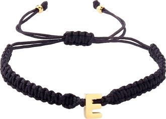Generic 26 Initial Bracelet Gold Plated Letter Black Woven Dainty Charm For Men Women Girls Necklace for Wedding (E, One Size)