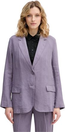 Benetton Blazer van puur linnen - Dames - Blazers - Paars - 2XL - Linnen - Jassen