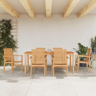 vidaXL Juego De Comedor De Jard&iacute;n 7 Piezas Madera Maciza De Teca Vidaxl