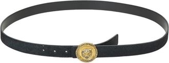 Just Cavalli Luipaardprint Riem met tijgerlogo - Dames - Riemen - Zwart - 105 CM - Leer - Accessoires