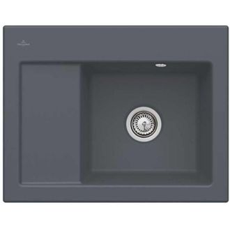 Villeroy & Boch Villeroy&boch - Villeroy Et Boch Subway 45 Fregadero Compacto De 1 Seno 65 X 51 Cm Desag&uuml;e Izquierdo Grafito Ceramicplus Con Desag&uuml;e Manual