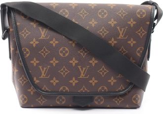 Louis Vuitton Black Brown Coated Canvas Leather Handbag Shoulder Bag (Pre-Owned)