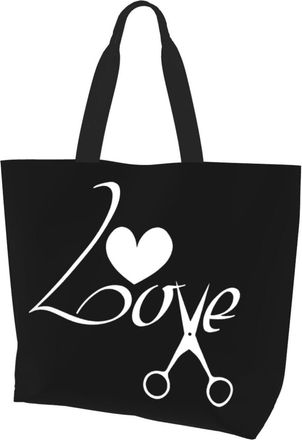 AOOEDM Love Scissors Ladies Canvas Tote Reusable Shopping Bag