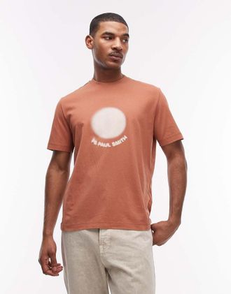 Paul Smith T-shirt casual arancione bruciato con stampa di sole