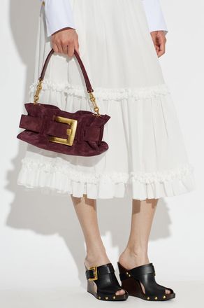 Balmain Suede Bag Anthem Mini, Womens, Burgundy