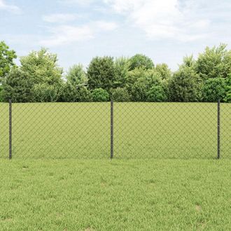Berkfield Home Chain Link Fence with 22 U Posts Grey 0.6x25 m Steel