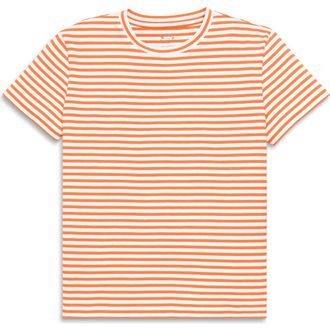 primary Adult Easy Crewneck Stripe Tee in Cantaloupe White Stripes at Nordstrom, Size Xx-Large