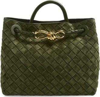 Bottega Veneta Small Andiamo Intrecciato Suede Shoulder Bag in 3782 Green Tweed-Mb-Gr.tw at Nordstrom
