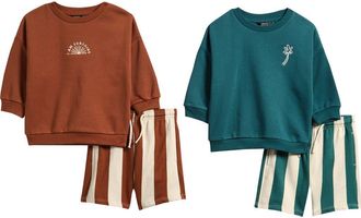 Next Kids 4-Pack Assorted Sweatshirts & Shorts Set in Brown/green at Nordstrom, Size 1.5-2Y