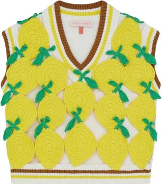 Mira Mikati V-neck Knitwear, male, Yellow, S, Lemon Stripe Ribbed V-Neck Vest