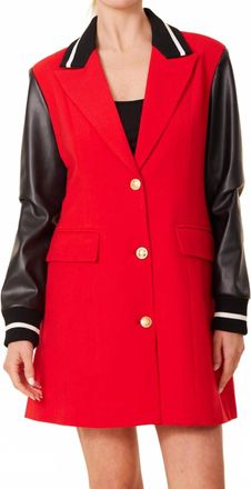 Dolce Cabo Varsity Jacket Mini Dress In Red