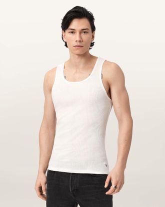 AllSaints Cotton Ribbed Cotton Vest 2 Pack, Size: XL