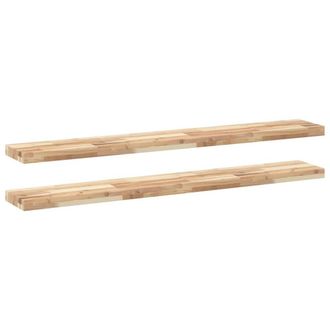 Berkfield Home Floating Shelves 2 pcs 140x20x4 cm Untreated Solid Wood Acacia in Brown | Size: 140 x 20 x 4 cm