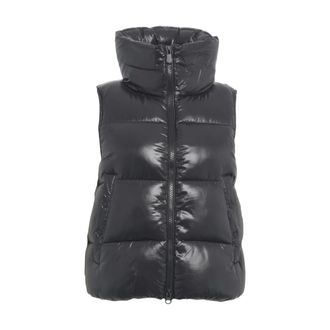 Save The Duck Vests, female, Black, Size: L Elegant Love Puffer Gilet Waterproof Finish