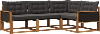 vidaXL Conjunto De Sof&aacute;s De Exterior 4 Uds. Natural Y Negro Vidaxl