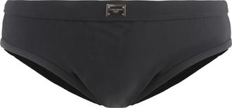 Dolce & Gabbana Swim Briefs met Hoog Uitgesneden Pijp en Label - Heren - Strandmode - Zwart - XL - Nylon - Badmode