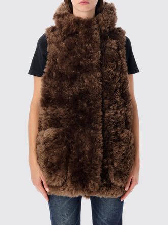 Urban Code Long Hooded Faux Fur Vest with High Neck
