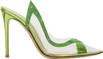 Gianvito Rossi Groene Kristal Stiletto Hortensia - Dames - Pumps - Groen - 40 EU - Leer - Schoenen