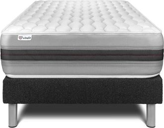VITALIT Vitalit - Base Tapizada Negro + Colch&oacute;n Con Muelles Y Viscoel&aacute;stica 90 X 190