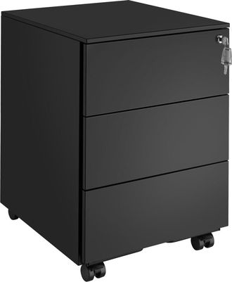 TecTake Cajonera con ruedas con 3 cajones y cerradura 39x45x55 cm negro