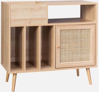 Sweeek Muebles de vinilo con decoración de caña y madera