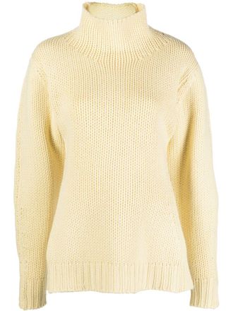 Jil Sander Maglione a collo alto con scollatura posteriore - Giallo