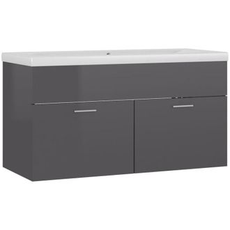 vidaXL vidaXL Mobile Bagno con Lavabo Integrato Grigio Lucido in Truciolato