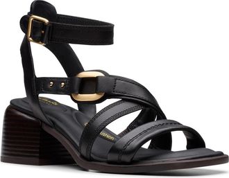 Clarks Morwyn Block Heel Sandal in Black Leather at Nordstrom Rack, Size 7.5