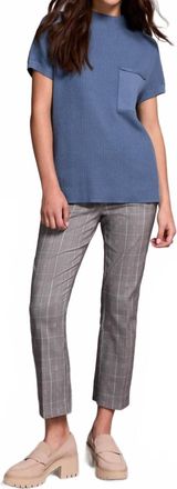 Tribal Dolman Short Sleeve Tee With Pocket In Slate Blue