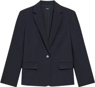 Theory Slim Fit Stretch Wool One Button Blazer in Deep Navy at Nordstrom, Size 2