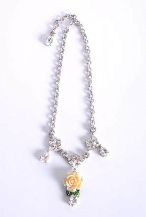 Dolce & Gabbana Womens Women Flower Pendant Necklace - Silver Brass - One Size