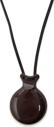 Christophe Lemaire Castanet Mirror Resin and Leather Necklace - Dark Brown - One Size
