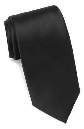 Nordstrom Rack Solid Satin Tie in Black at Nordstrom Rack