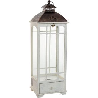 Wanderlust Deco Farol De Madera Blanco 32x26x92h Cm