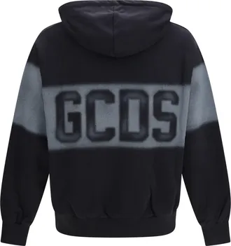 GCDS Spray Logo Hooded Sweatshirt - Black