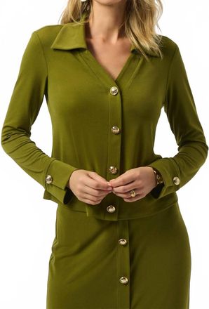 Joseph Ribkoff Moss Crepe Fitted Long Sleeve Top In Artichoke