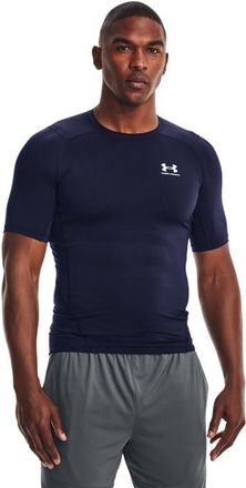 Under Armour Mens HeatGear Compression Short-Sleeve T-Shirt, Midnight Navy / White, XXL Tall