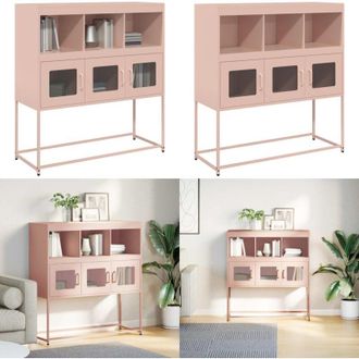vidaXL Credenza Rosa 100,5x39x107 cm in Acciaio Laminato a Freddo - Credenza in Acciaio - Credenza da Cucina