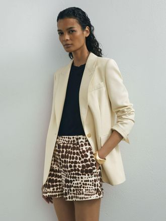 Ismad London Chocolate Cotton Animal-print Tailored Shorts, 12