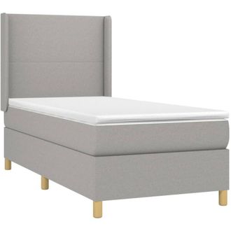 vidaXL Cama Box Spring Con Colch&oacute;n Tela Gris Claro 80x200 Cm Vidaxl