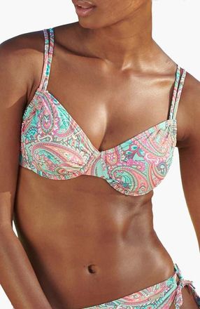 Lascana Womens Paisley Print Underwire Bikini Top Size 36DD in Mint Printed at Nordstrom