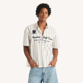 Nautica Mens Striped Short-Sleeve Shirt