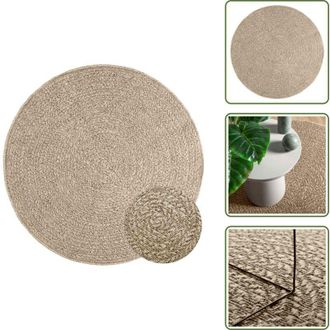 vidaXL The Living Store Tappeto ZIZUR Beige &Oslash; 120cm Aspetto Iuta per Interni ed Esterni - Tappeto da terrazza