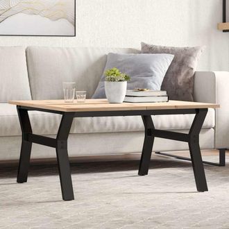 vidaXL Vidaxl - Mesa De Centro Marco Y Madera Maciza Pino Y Acero 80x80x45 Cm