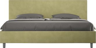 ITYhome Letto Matrimoniale King Size Rivestito In Microfibra - Adele - Dimensione Rete: 180x200 - Tipologia Letto: Con Rete - Colore: T&egrave; Verde